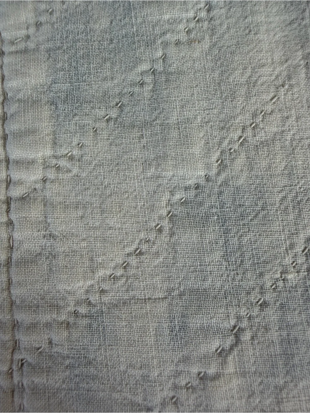 VTG Irish Chain Quilt Blue White Stars Soft Gauzy Cotton 1940s Cutter 70x75